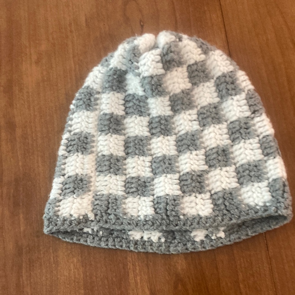 Crochet checkered beanie